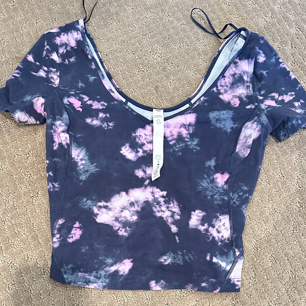 lululemon athletica Tie-Dye Crop Top in Blue and Pink